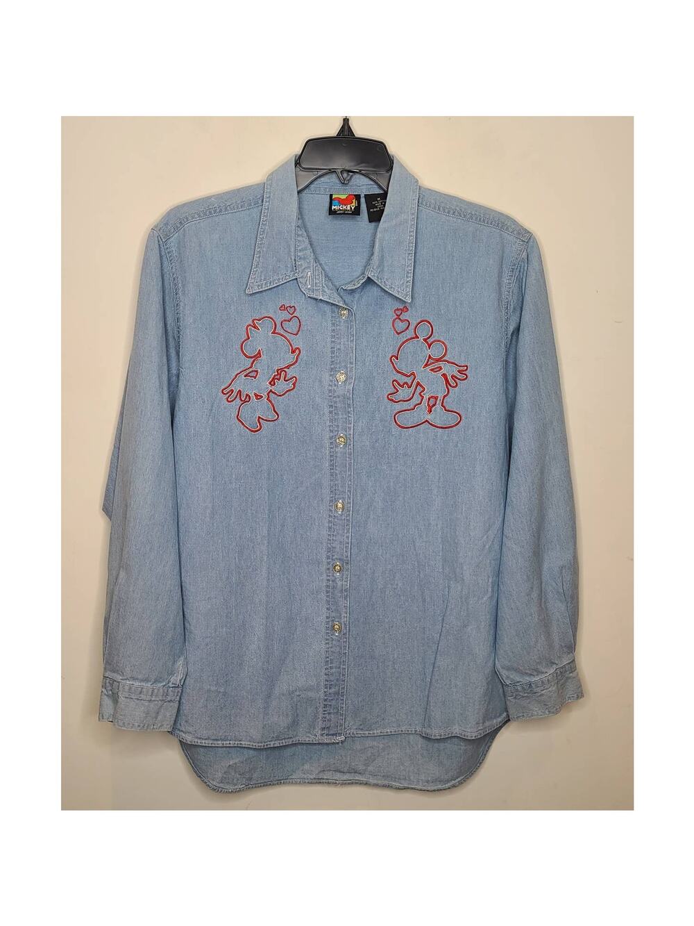 Mickey Mouse Unlimited hearts long sleeve denim shirt - medium
